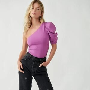 Free People Somethin’ Bout You One Shoulder Bodysuit Purple Size M